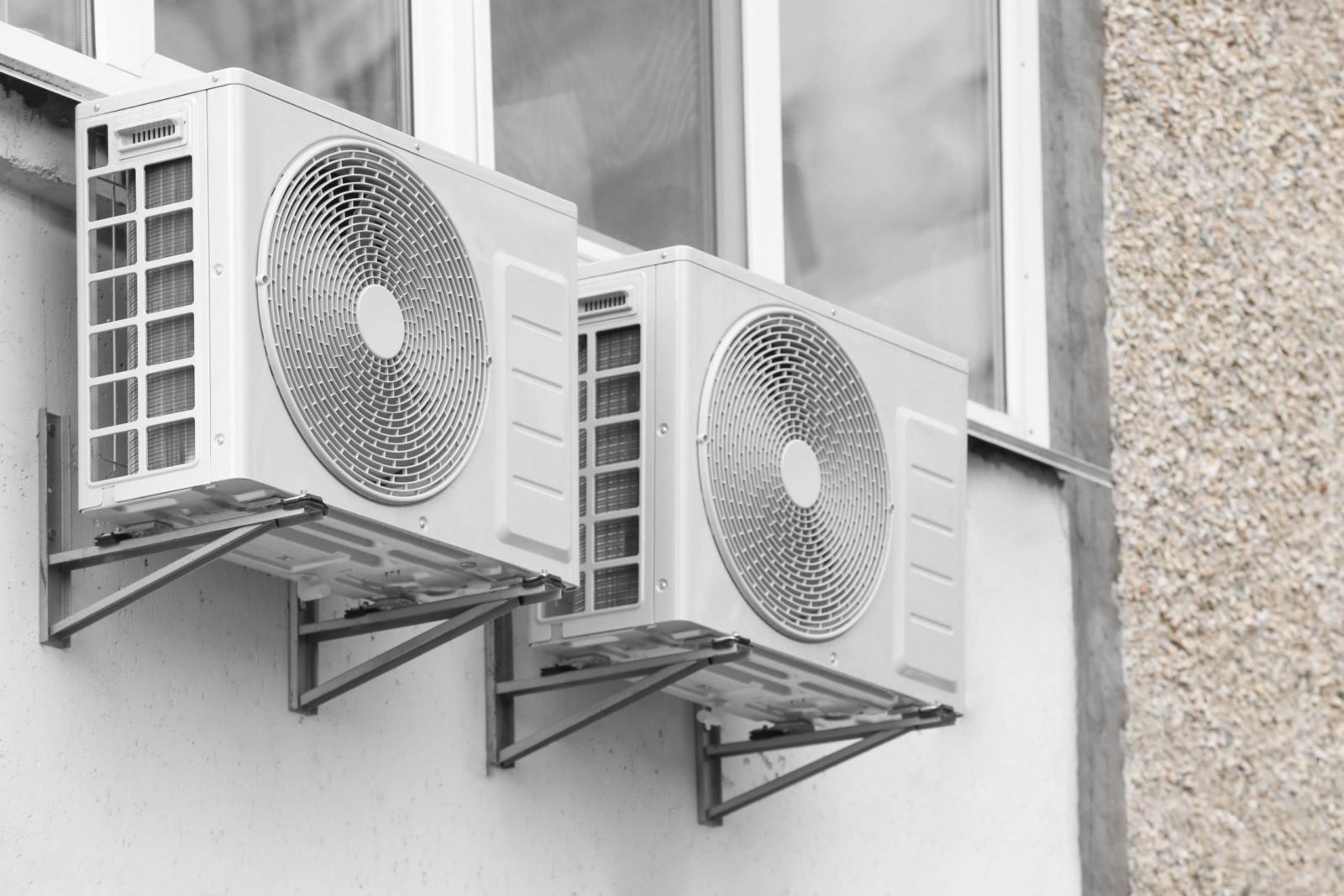 Air conditioners on exterior wall